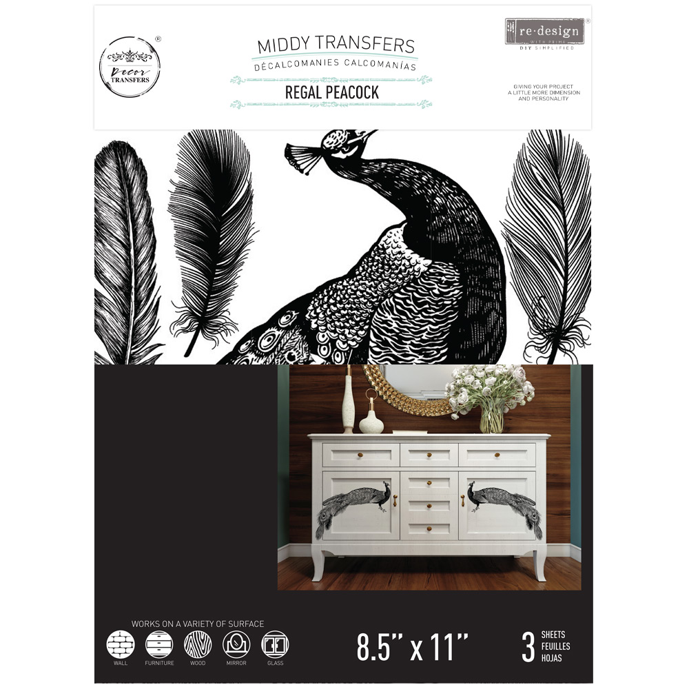 Middy Transfers® – Regal Peacock – 3 sheets, 8.5″x11″