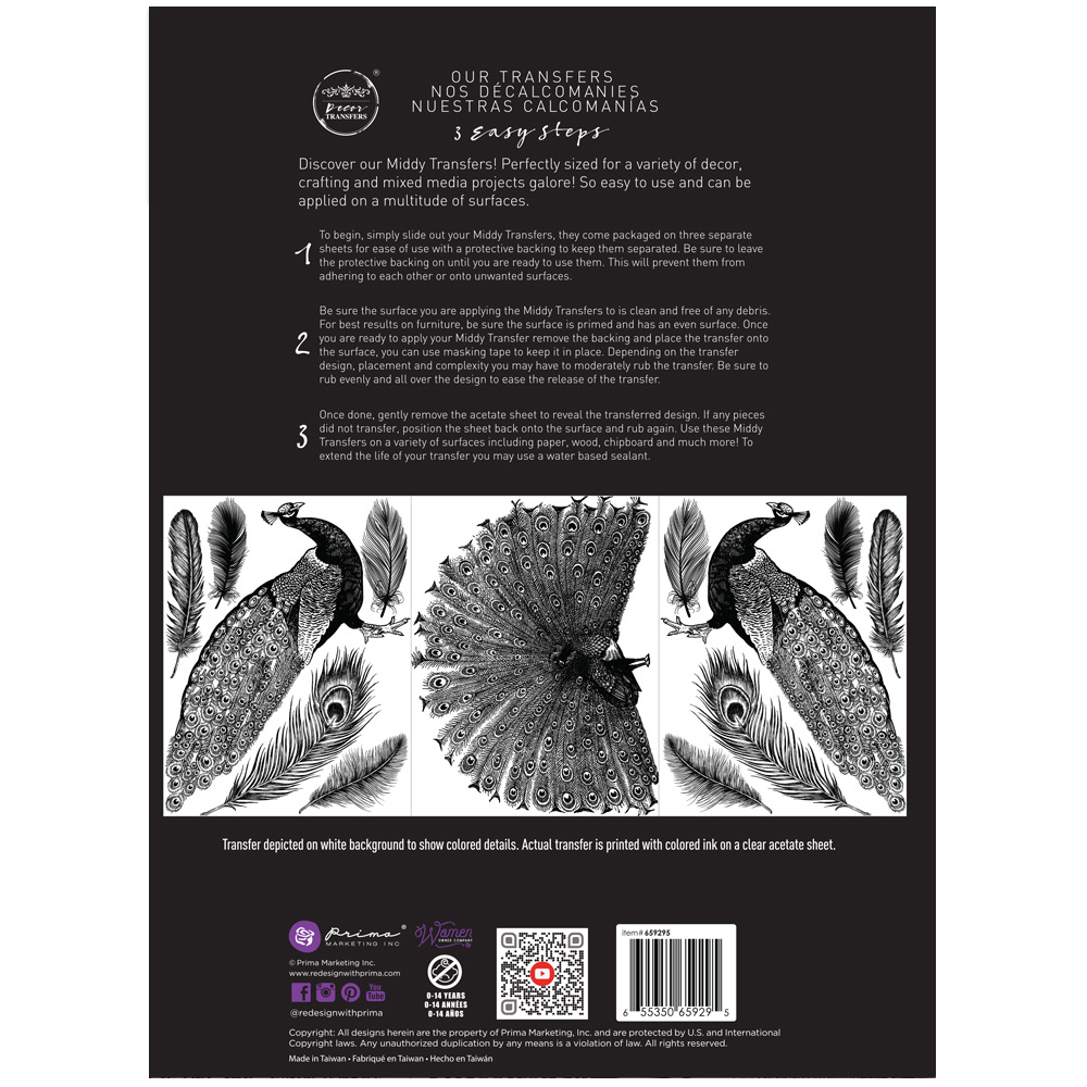 Middy Transfers® – Regal Peacock – 3 sheets, 8.5″x11″