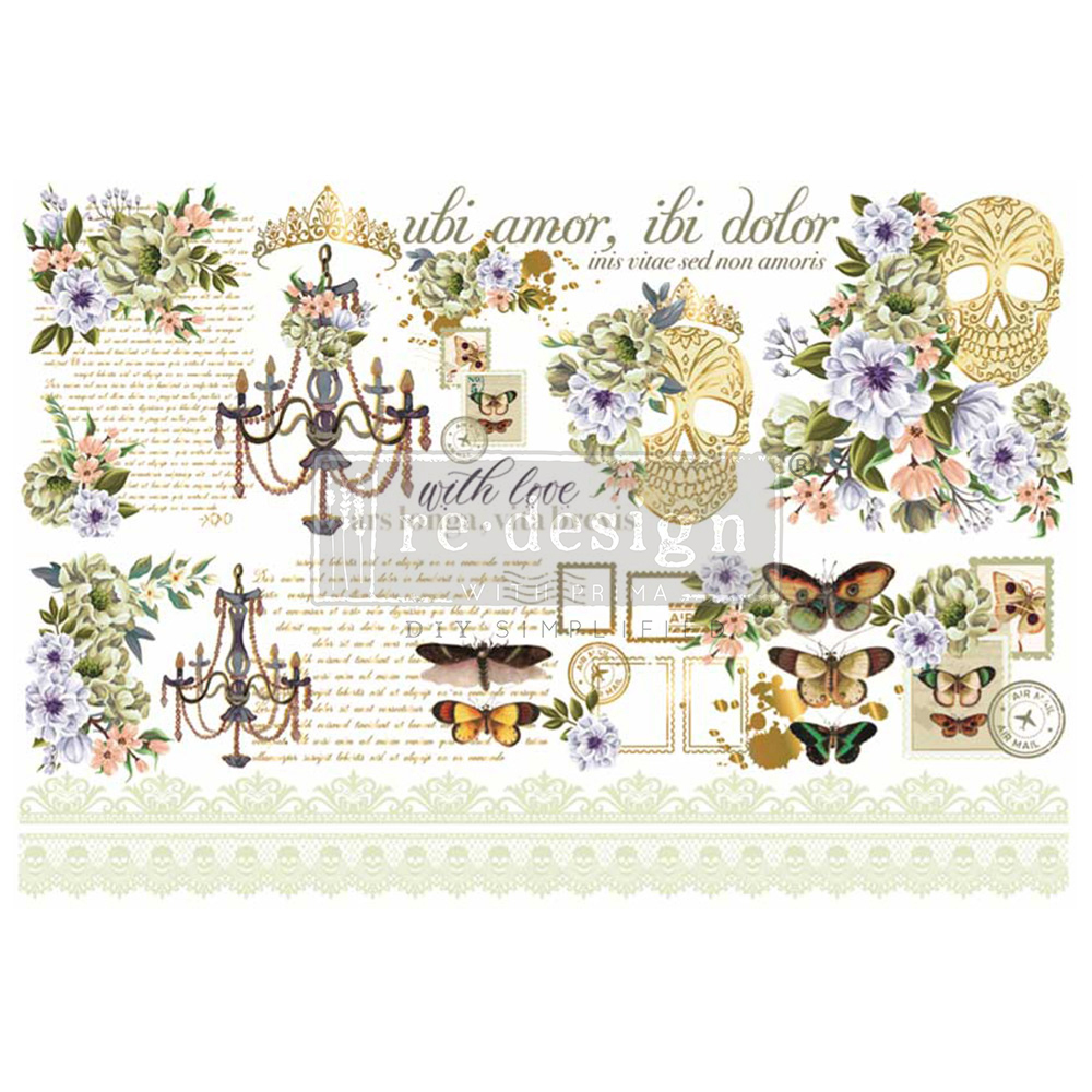 Decor Transfers® 24×35 – Cece With Love, Skully – total sheet size 24″x35″, cut into 2 sheets