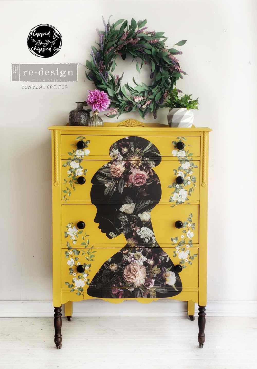 Decor Transfers® – Floral Silhouette – total sheet size 24″x35″, cut into 2 sheets