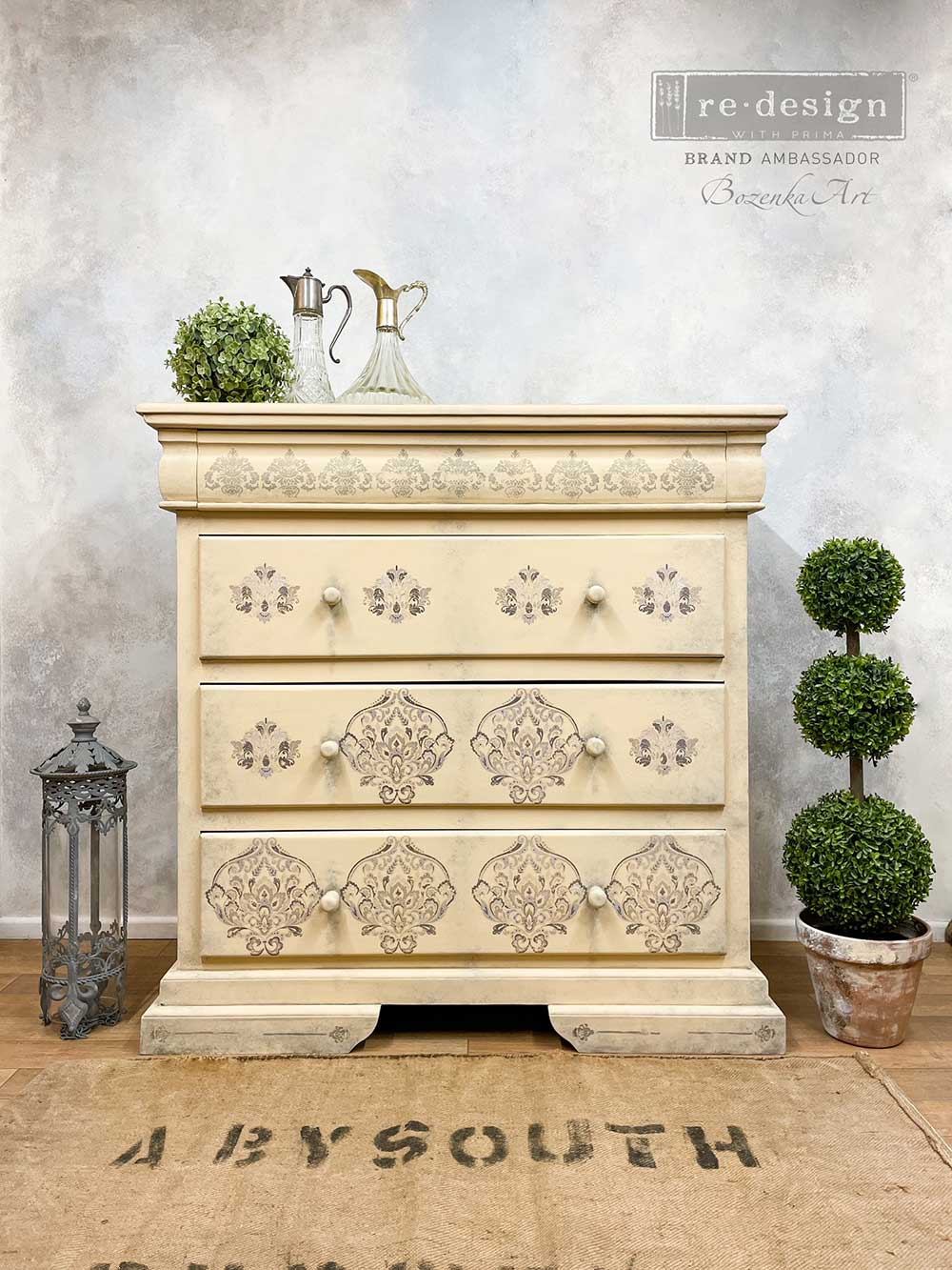 Decor Transfers® – Antique Damask – total sheet size 24″x35″, cut into 3 sheets