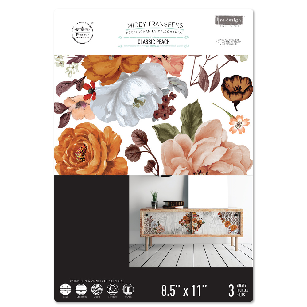 MIDDY TRANSFERS® – Classic Peach – 3 sheets, 8.5″x11″