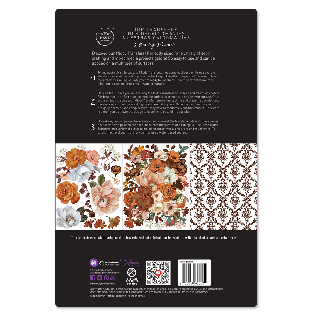 MIDDY TRANSFERS® – Classic Peach – 3 sheets, 8.5″x11″