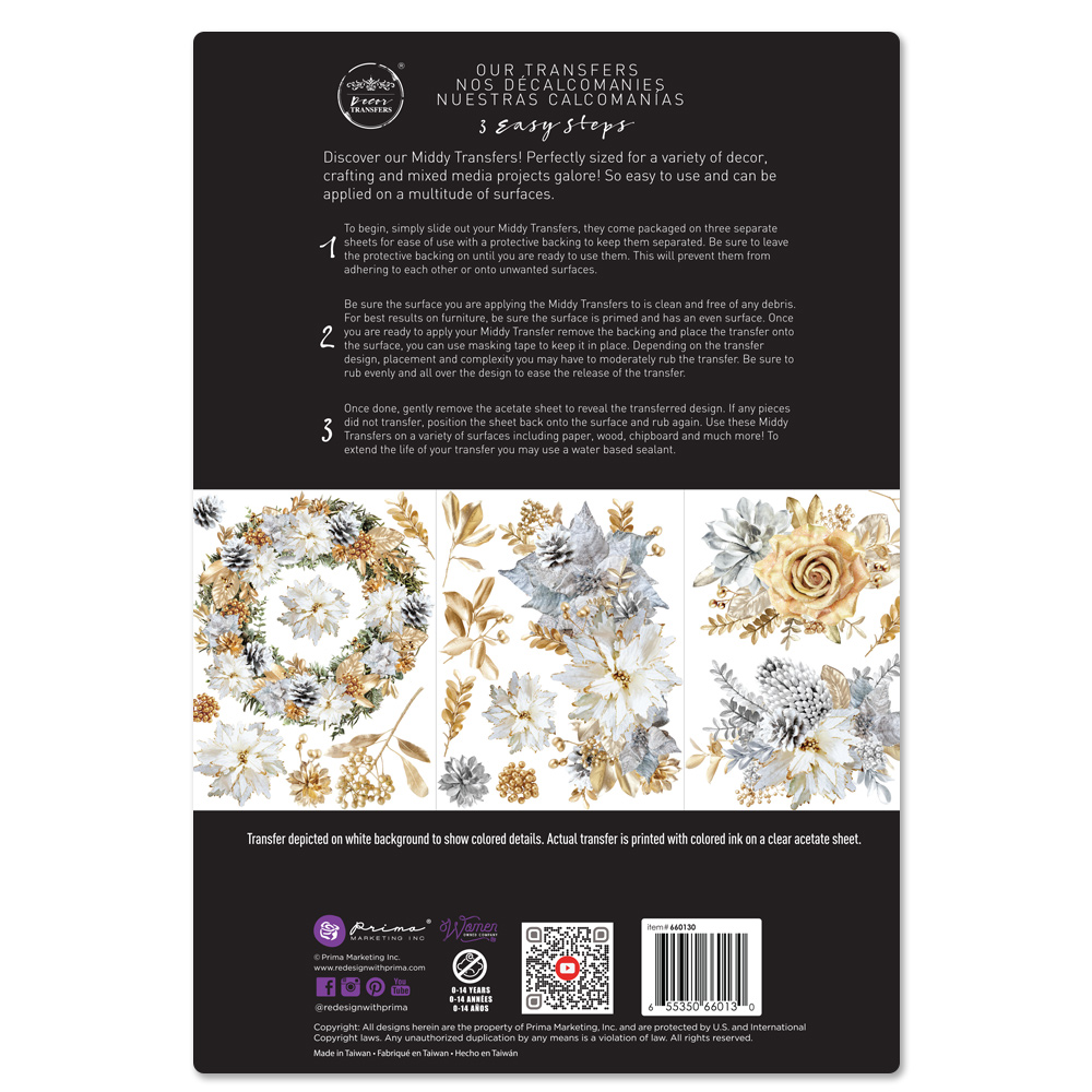 MIDDY TRANSFERS® – A Gilded Moment – 3 sheets, 8.5″x11″