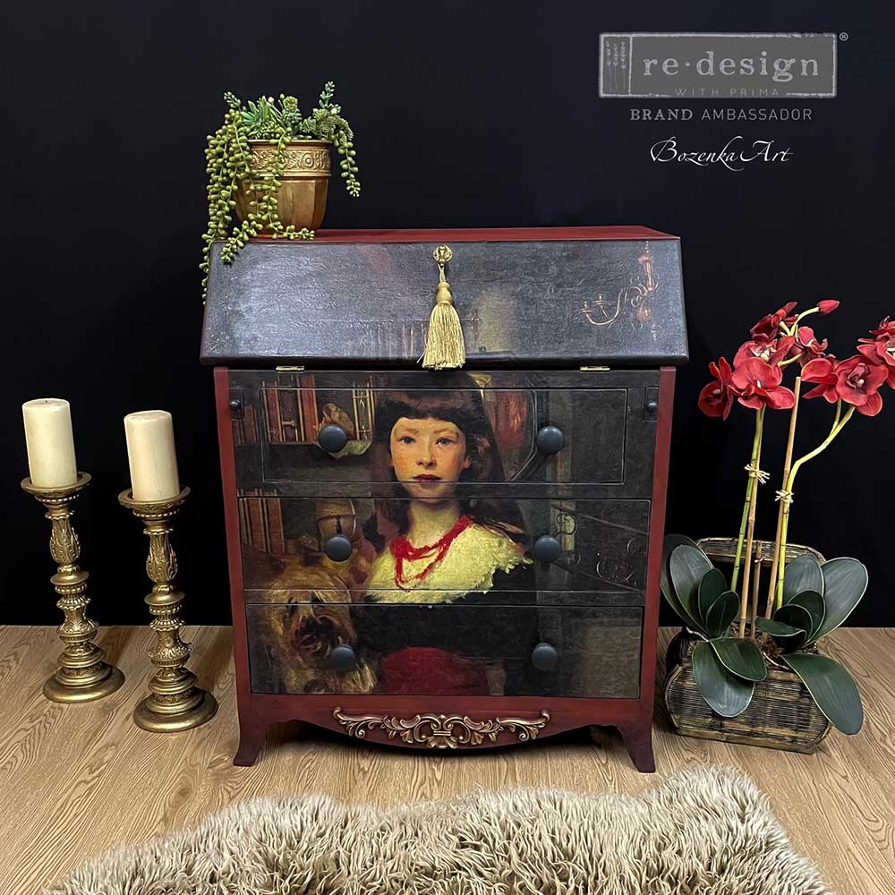 REDESIGN A1 DECOUPAGE RICE PAPER (MULBERRY TISSUE PAPER) – A GIRL AND HER PUP 23.4″X33.1″
