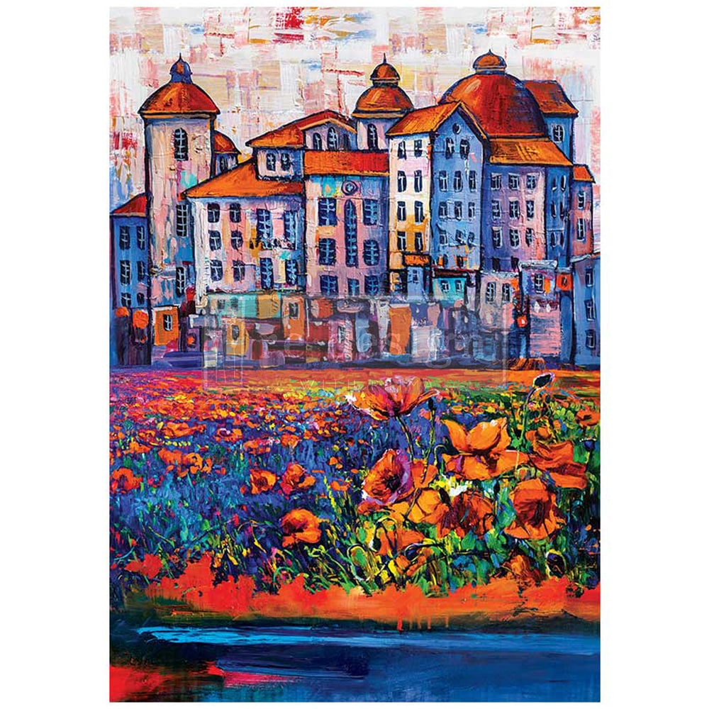 A1 Decoupage Fiber – Village In Color – 1 sheet, A1 size