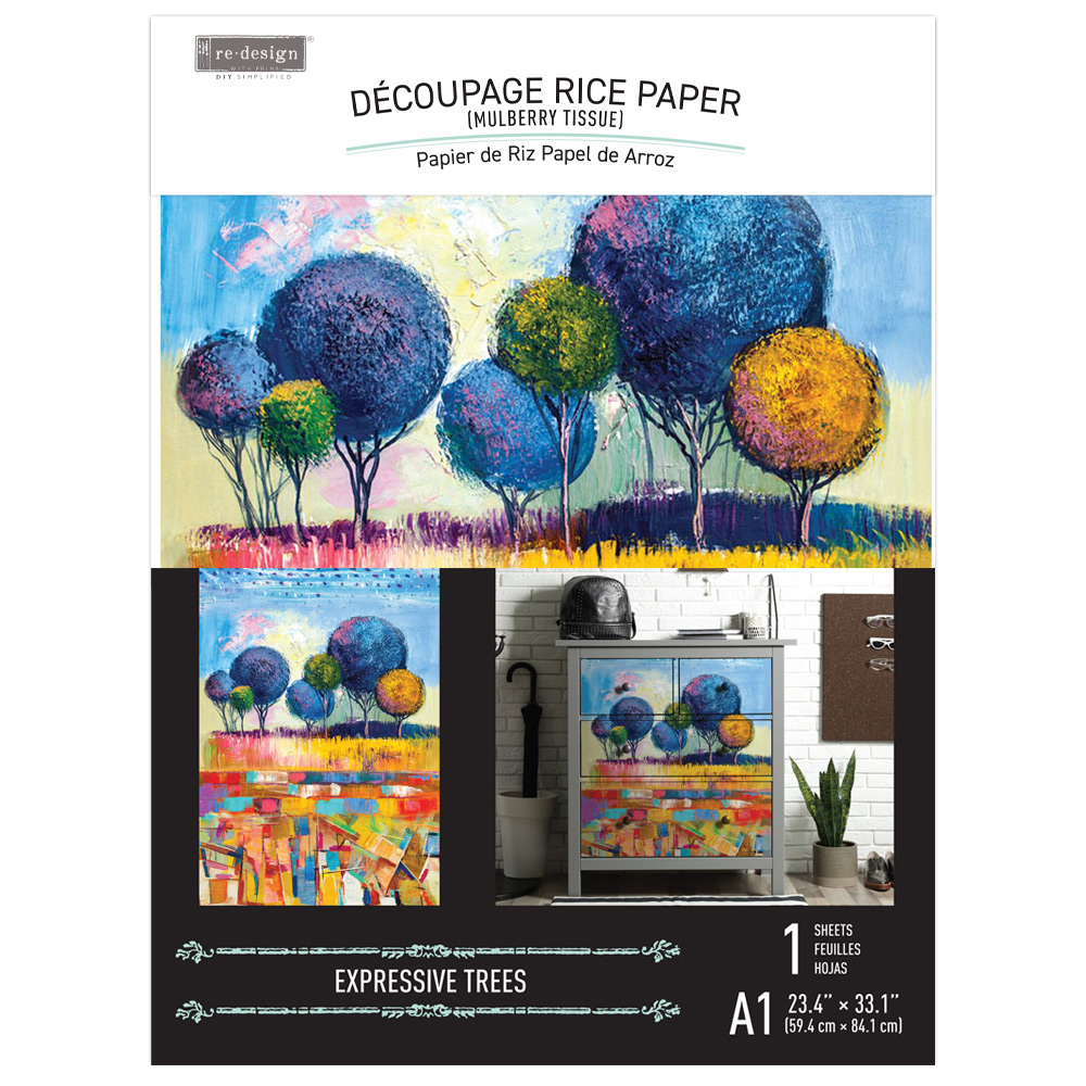 REDESIGN A1 DECOUPAGE RICE PAPER (MULBERRY TISSUE PAPER) – EXPRESSIVE TREES 23.4″X33.1″