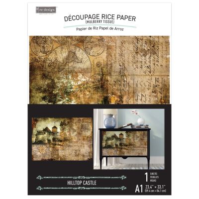 REDESIGN A1 DECOUPAGE RICE PAPER (MULBERRY TISSUE PAPER) – HILLTOP CASTLE 23.4″X33.1″