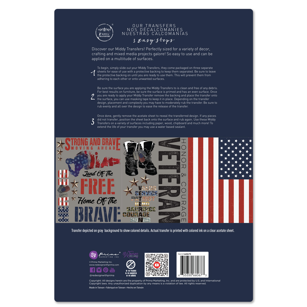 MIDDY TRANSFERS® – Veteran – 3 sheets, 8.5″x11″