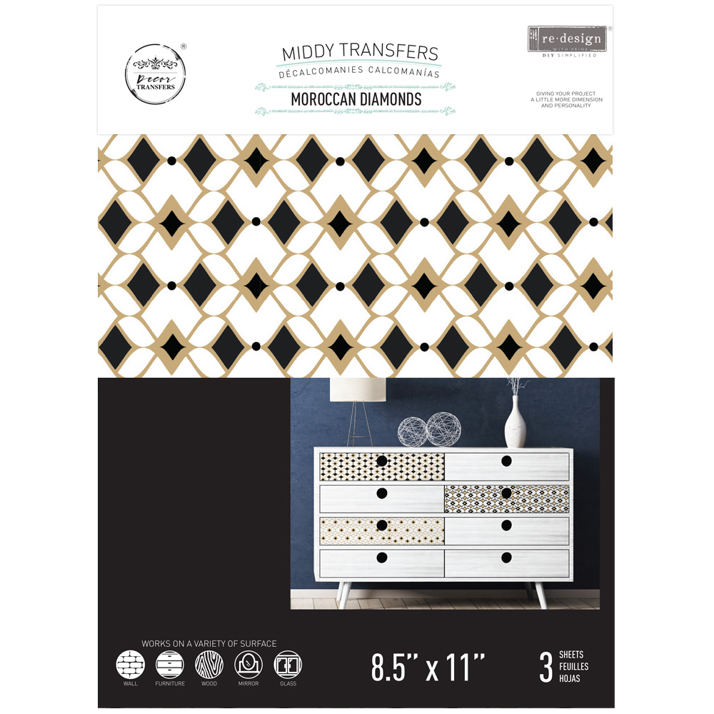 Middy Transfers® – Moroccan Diamonds – 3 sheets, 8.5″x11″