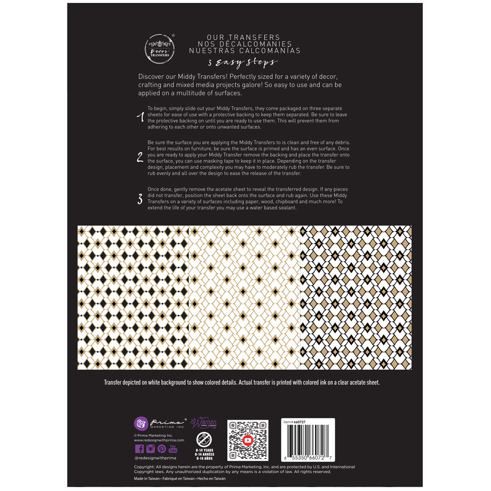 Middy Transfers® – Moroccan Diamonds – 3 sheets, 8.5″x11″