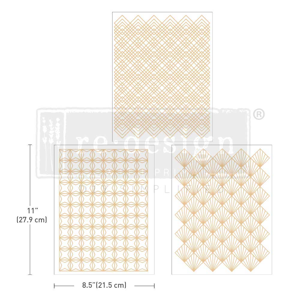 Middy Transfers® – Golden Art Deco – 3 sheets, 8.5″x11″