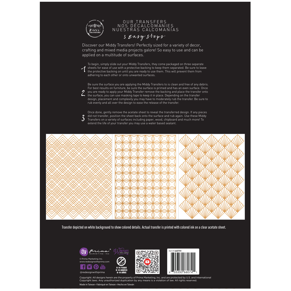 Middy Transfers® – Golden Art Deco – 3 sheets, 8.5″x11″