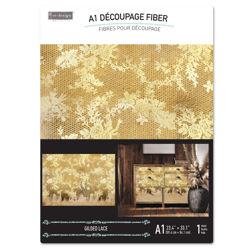 A1 Decoupage Fiber – Gilded Lace – 1 sheet, A1 size