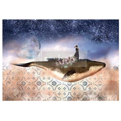 A1 Decoupage Fiber – Whale In Cosmos – 1 sheet, A1 size