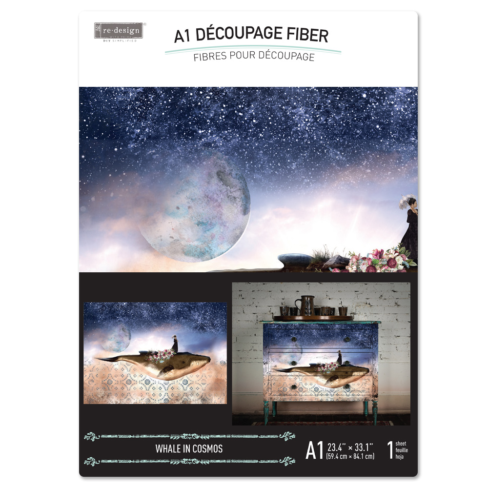 A1 Decoupage Fiber – Whale In Cosmos – 1 sheet, A1 size
