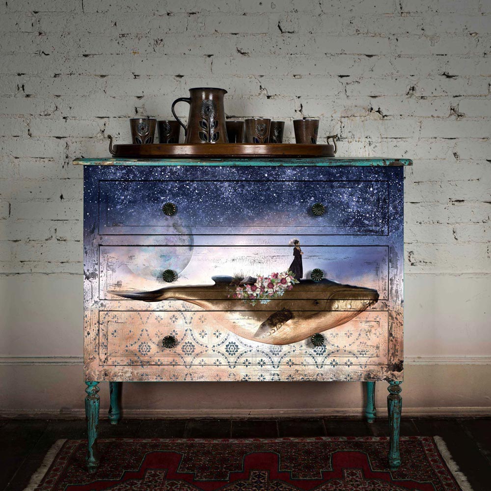 A1 Decoupage Fiber – Whale In Cosmos – 1 sheet, A1 size