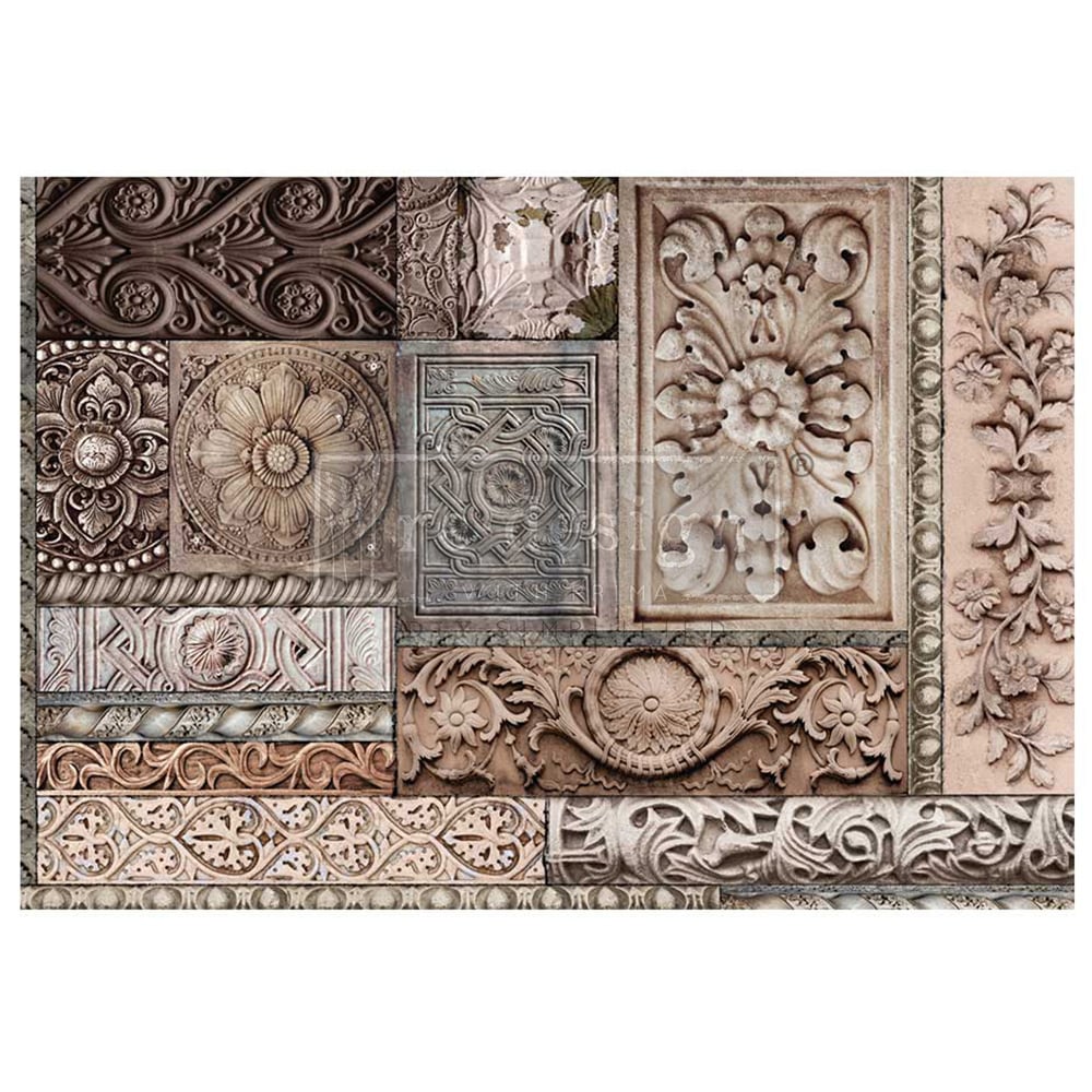 A1 Decoupage Fiber – Carved Stonework – 1 sheet, A1 size