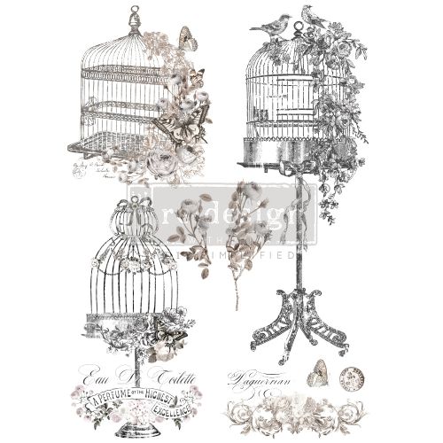 Decor Transfers® – La Voliere – total sheet size 24″x35″, cut into 2 sheets
