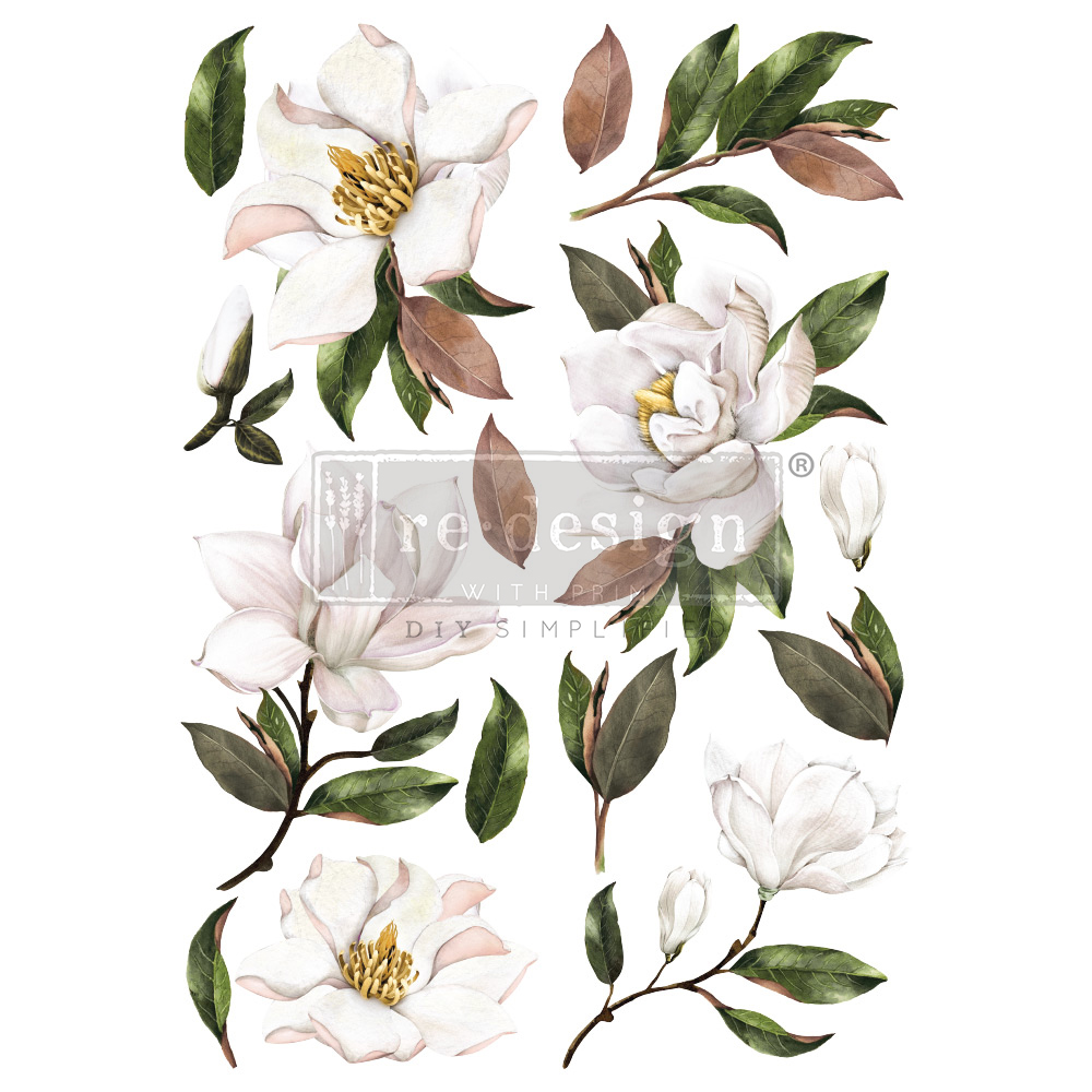 Decor Transfers® – Magnolia – total sheet size 24″x35″, cut into 2 sheets