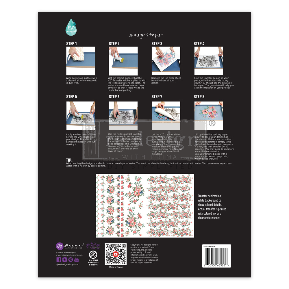 H2O Transfers – Gorgeous Flora – 2 sheets, 8.5″x11″