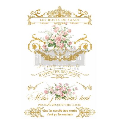 Decor Transfers® Kacha – Les Roses – total sheet size 24″x35″, cut into 3 sheets