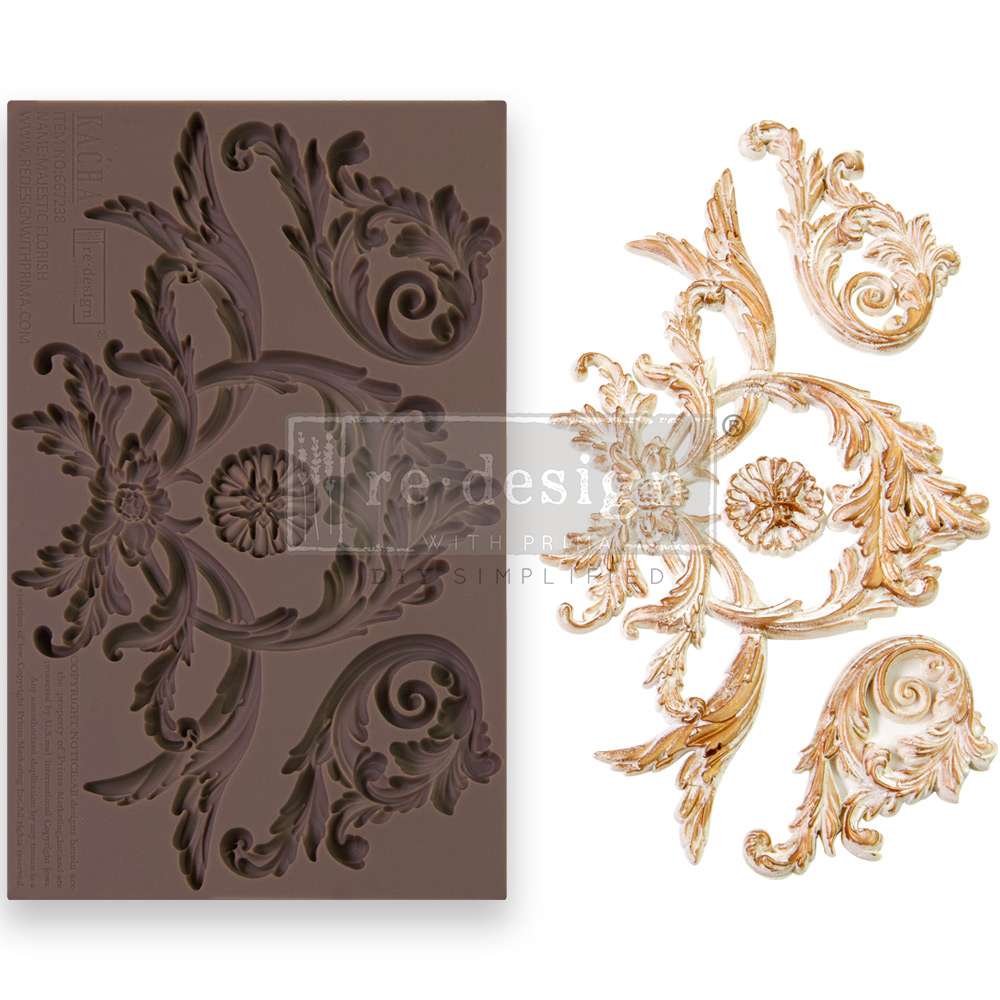 Decor Moulds® Kacha – Majestic Flourish – 1 pc, 5″x8″x8mm Copyright #VA0002392182
