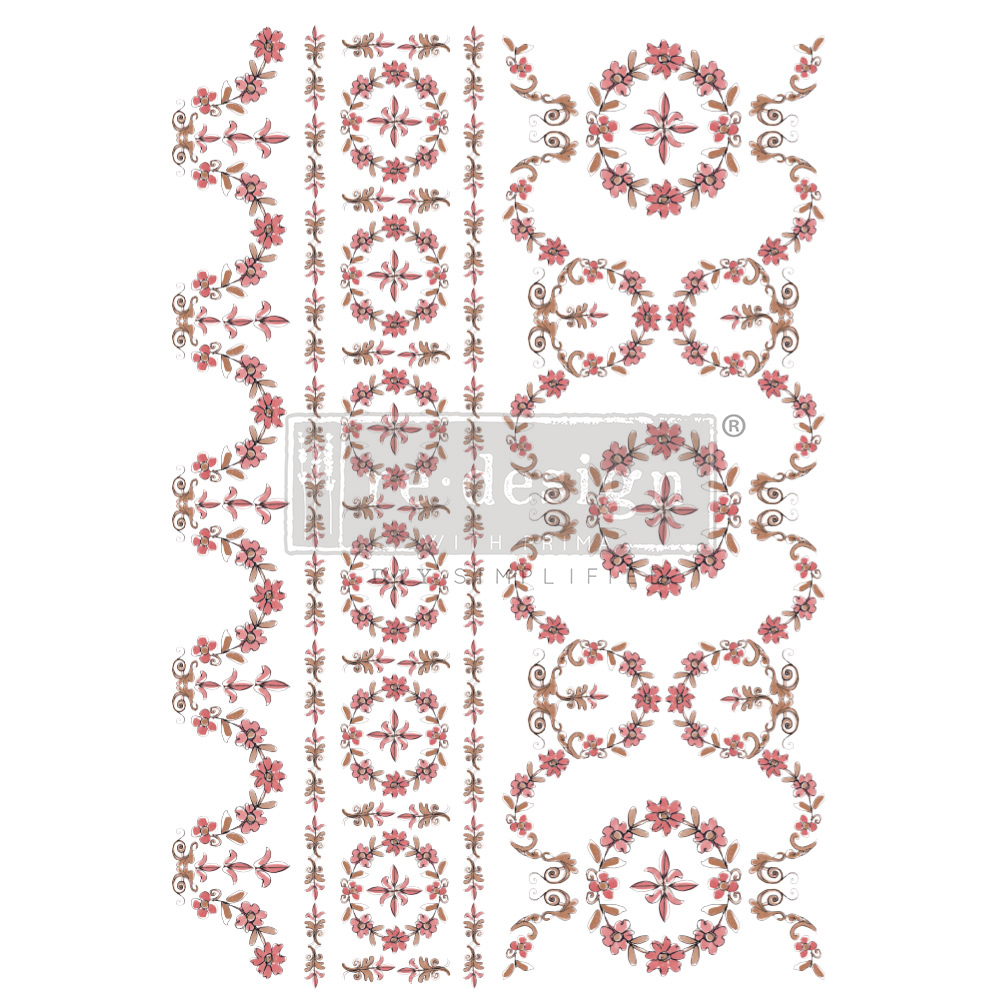 Decor Transfers® Annie Sloan – flower garland – total sheet size 24″x35″, cut into 2 sheets