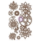 Finnabair Decorative Chipboard - Machine Floral Decors - 7 pcs