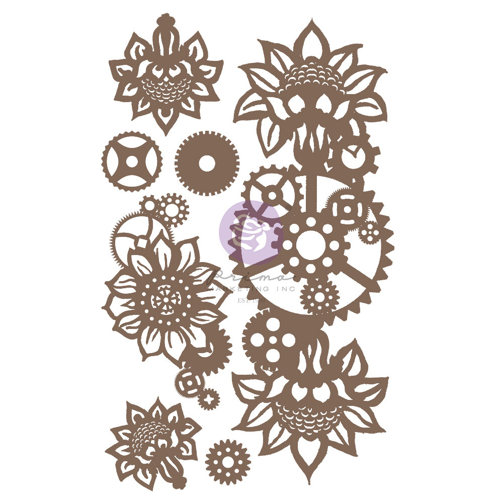 Finnabair Decorative Chipboard - Machine Floral Decors - 7 pcs