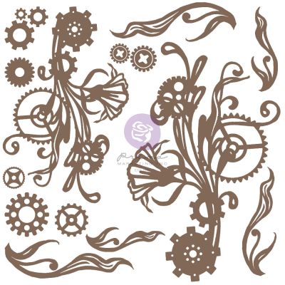 Finnabair Decorative Chipboard – Mechanical Flourishes – 16 pcs