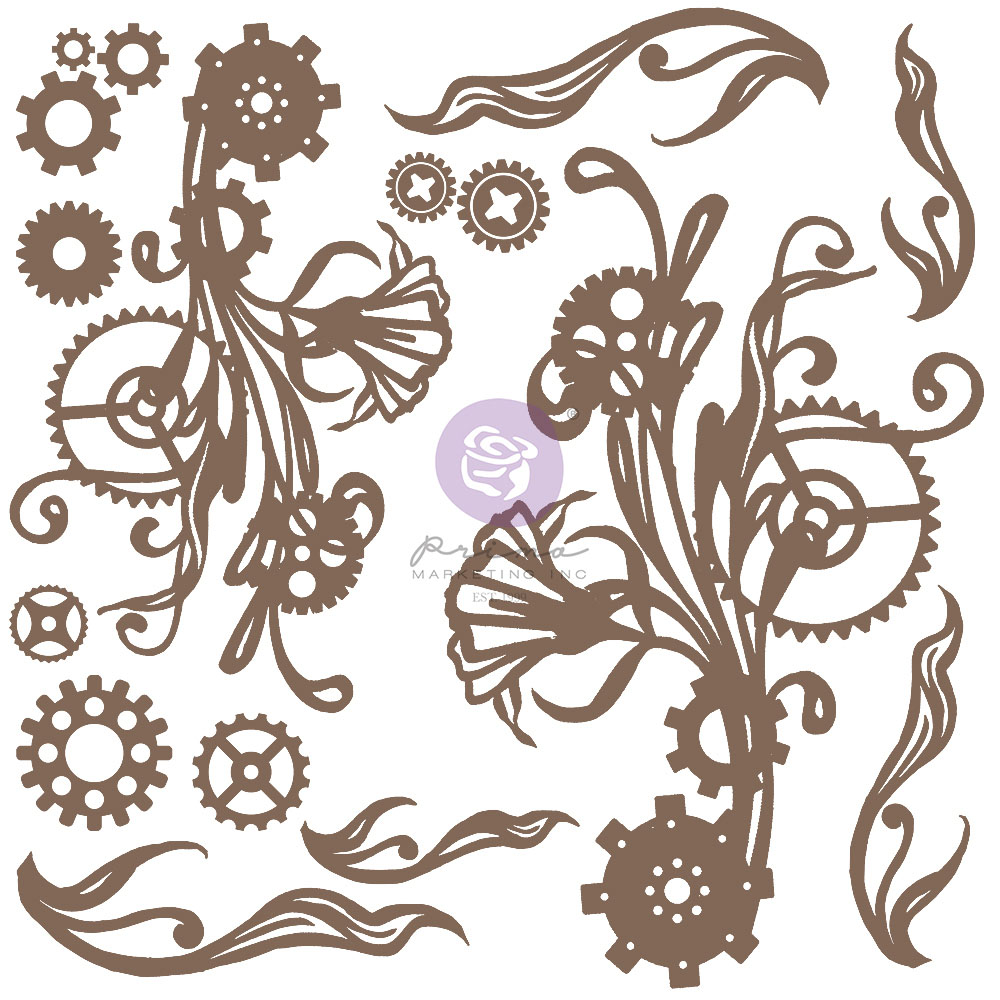 Finnabair Decorative Chipboard - Mechanical Flourishes - 16 pcs