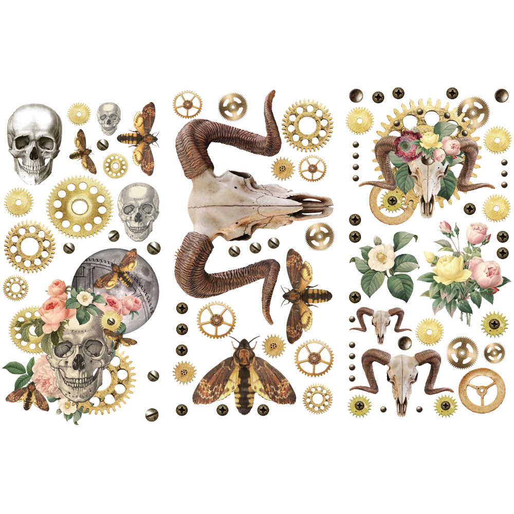 Finnabair Mini Transfers – Boho Skulls – 3 sheets, 6″x12″