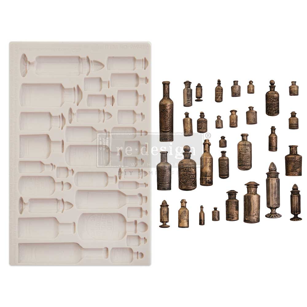 Finnabair Moulds – Apothecary Bottles – 1 pc, 5″x8″x8mm Copyright #VAu001506961