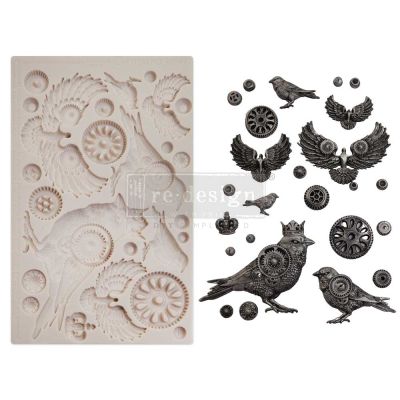 Finnabair Moulds – Clockwork Sparrows – 1 pc, 5″x8″x8mm Copyright #VAu001506961