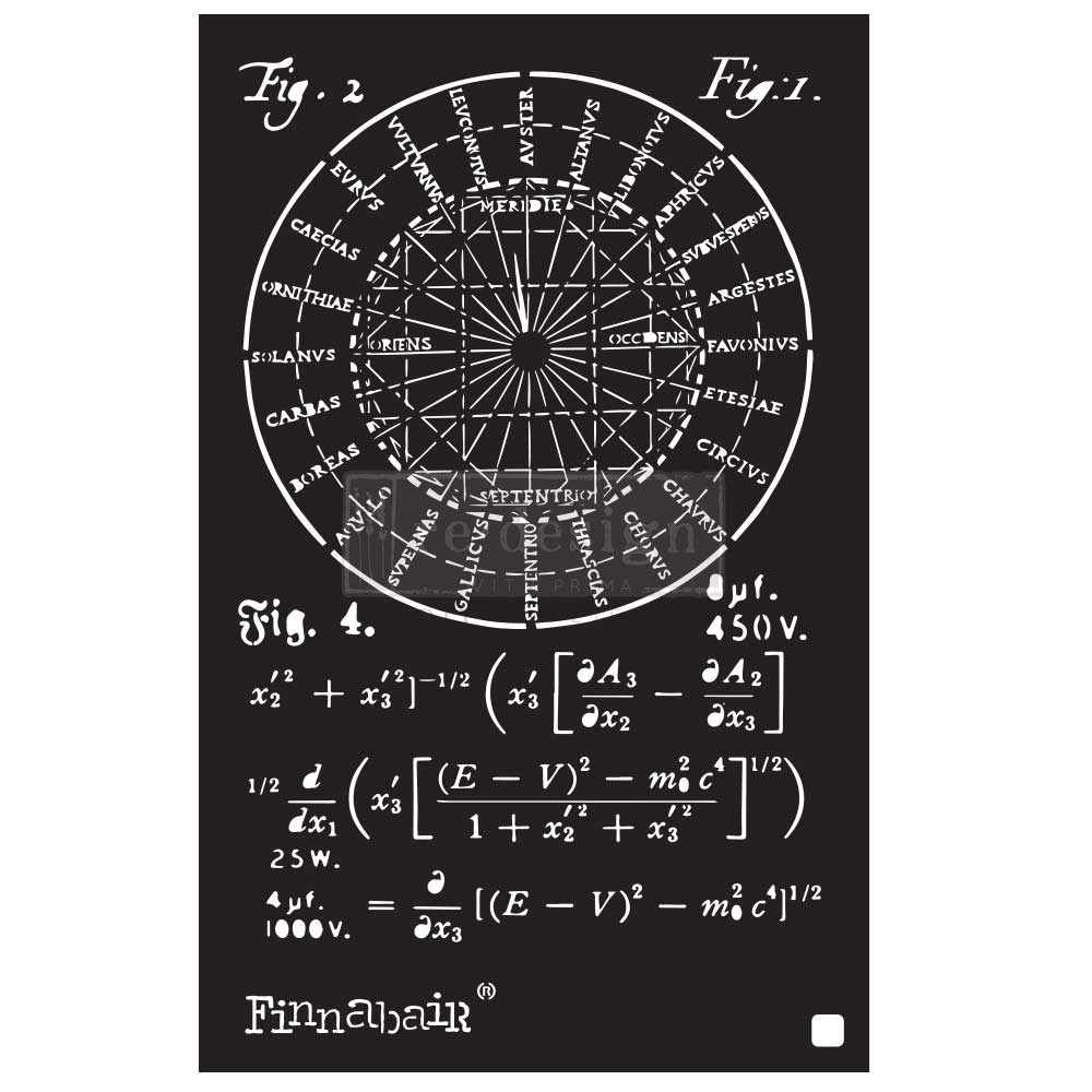 Finnabair Stencil – Rocket Science – 1 piece, 6″x9″ – Laser cut on premium quality Mylar 16 ml (.40mm) PET material