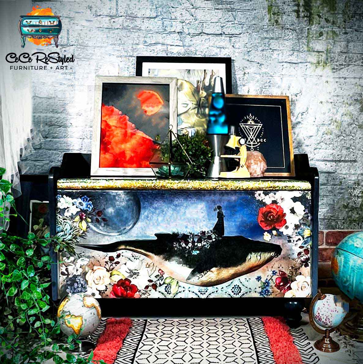 A1 Decoupage Fiber – Whale In Cosmos – 1 sheet, A1 size