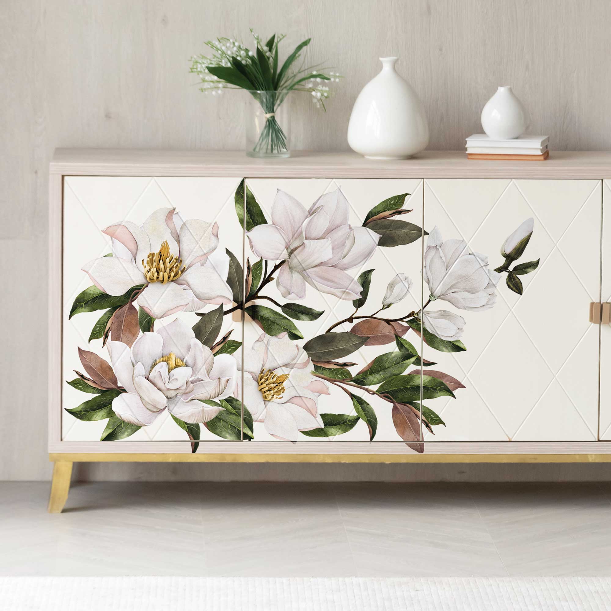Decor Transfers® – Magnolia – total sheet size 24″x35″, cut into 2 sheets