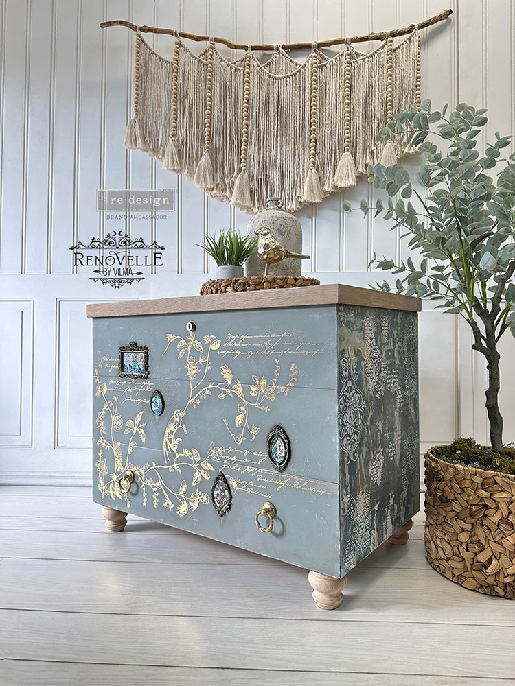 Decor Transfers® Gold Foil Kacha – A Bird Song – total sheet size 18″x24″, cut into 2 sheets