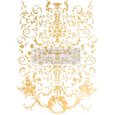 Decor Transfers® Gold Foil Kacha – Manor Swirls – total sheet size 18″x24″, cut into 2 sheets
