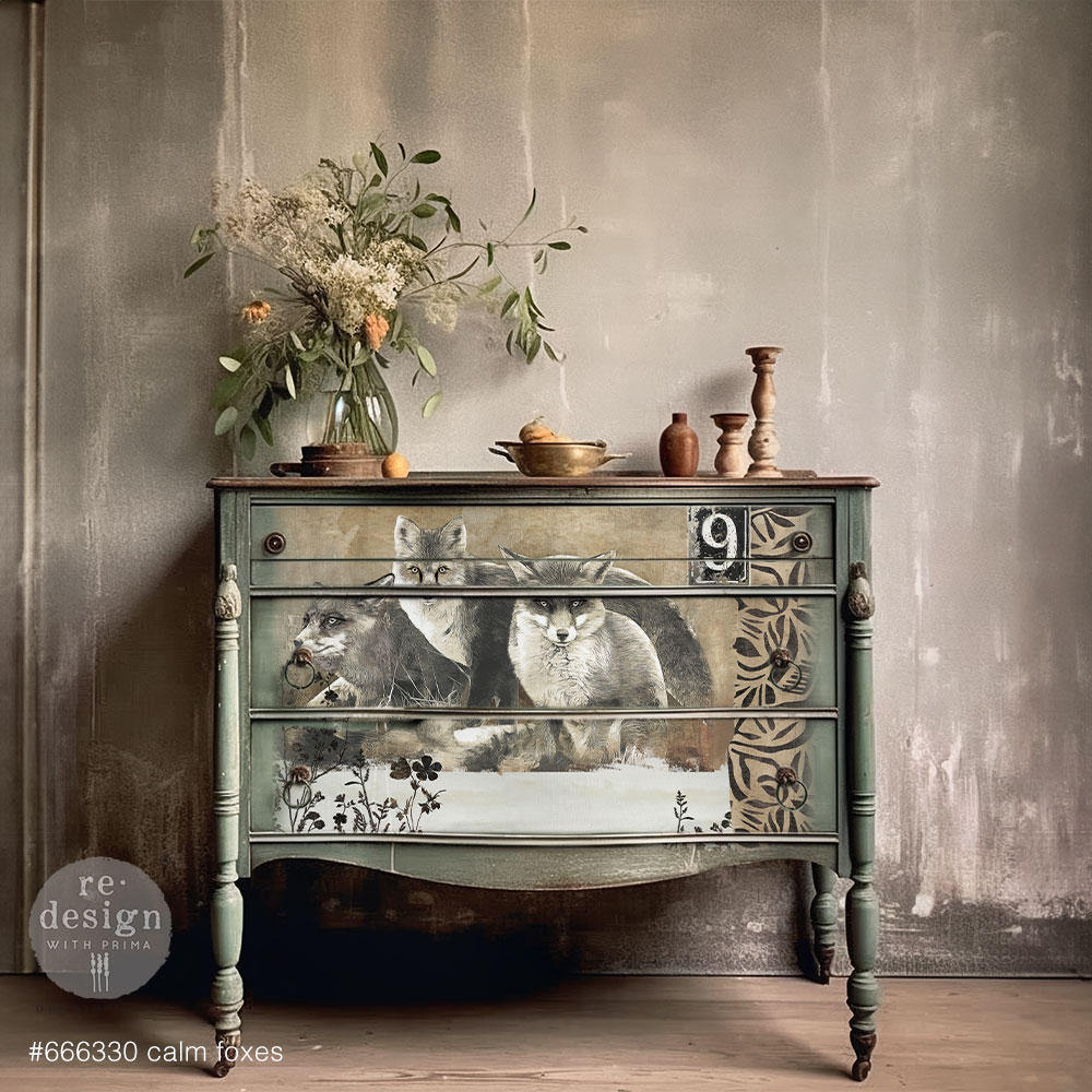A1 Decoupage Fiber – Calm Foxes – 1 sheet, A1 size