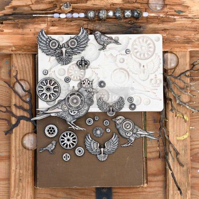 Finnabair Moulds – Clockwork Sparrows – 1 pc, 5″x8″x8mm Copyright #VAu001506961