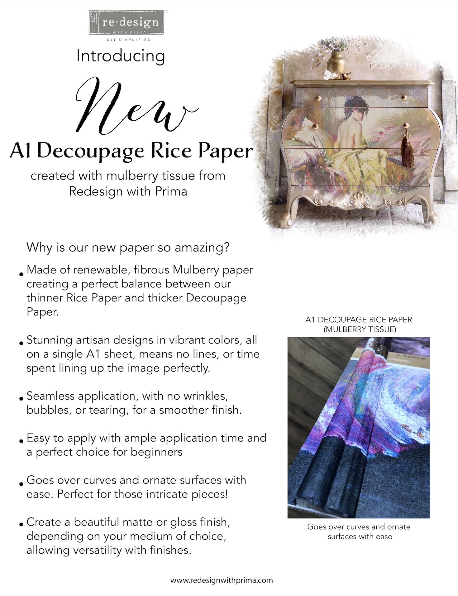 Redesign A1 Decoupage Rice Paper (Mulberry Tissue Paper) – Dancer 23.4″X33.1″
