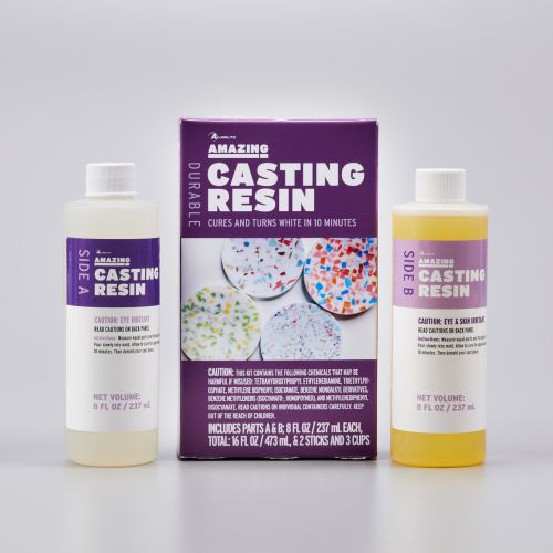 Amazing Casting Resin – Includes Parts A & B; 8 Fl Oz / Total 16 Fl Oz + 2 sticks + 3 cups *NO DISCOUNT