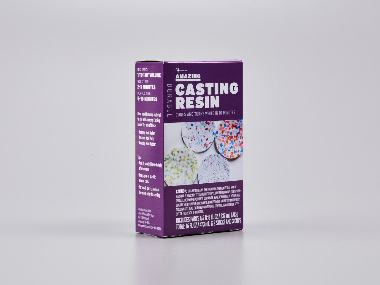 Amazing Casting Resin – Includes Parts A & B; 8 Fl Oz / Total 16 Fl Oz + 2 sticks + 3 cups *NO DISCOUNT