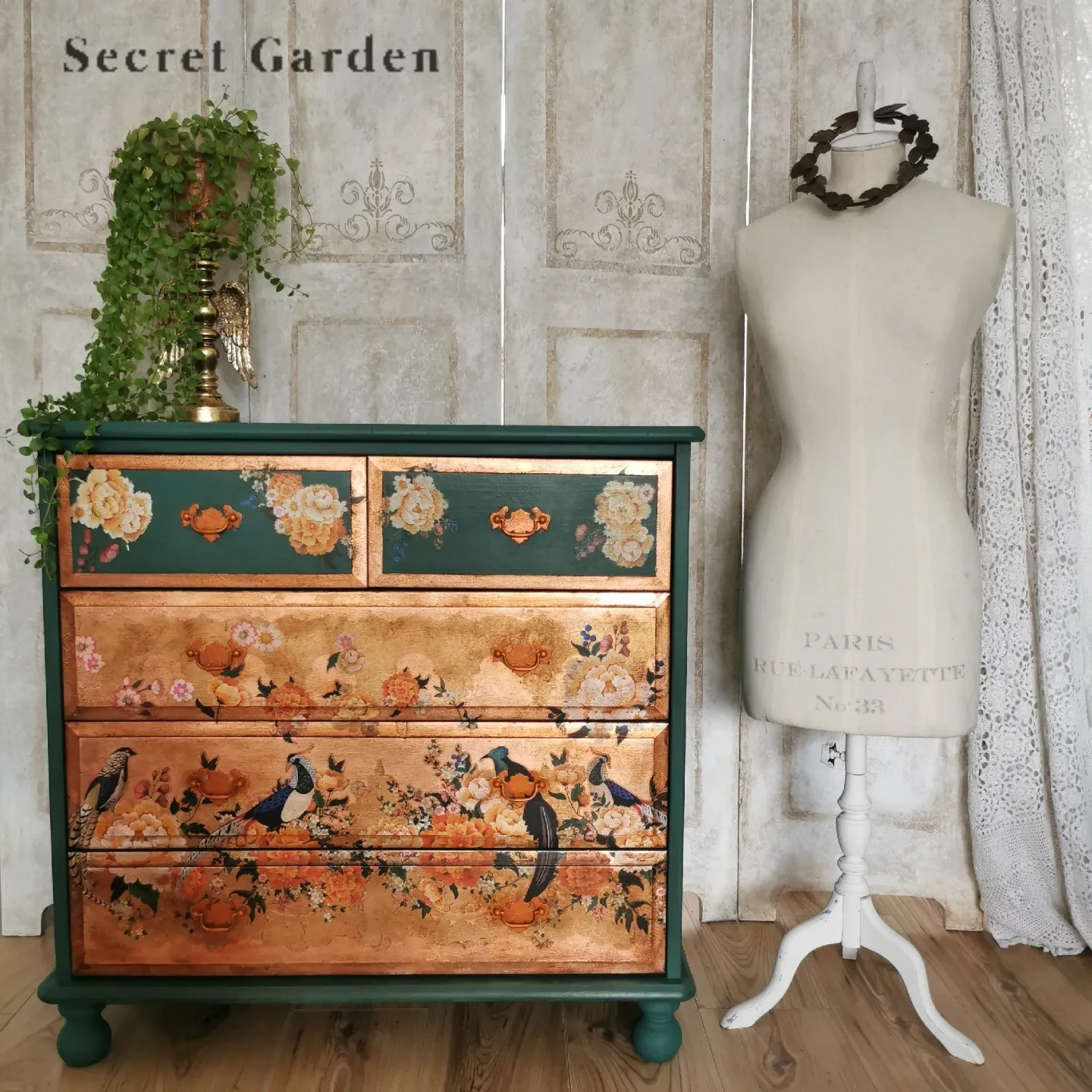 Decor Transfers® – Cece Pheasants & Peonies – total sheet size 24×35, cut into 2 sheets