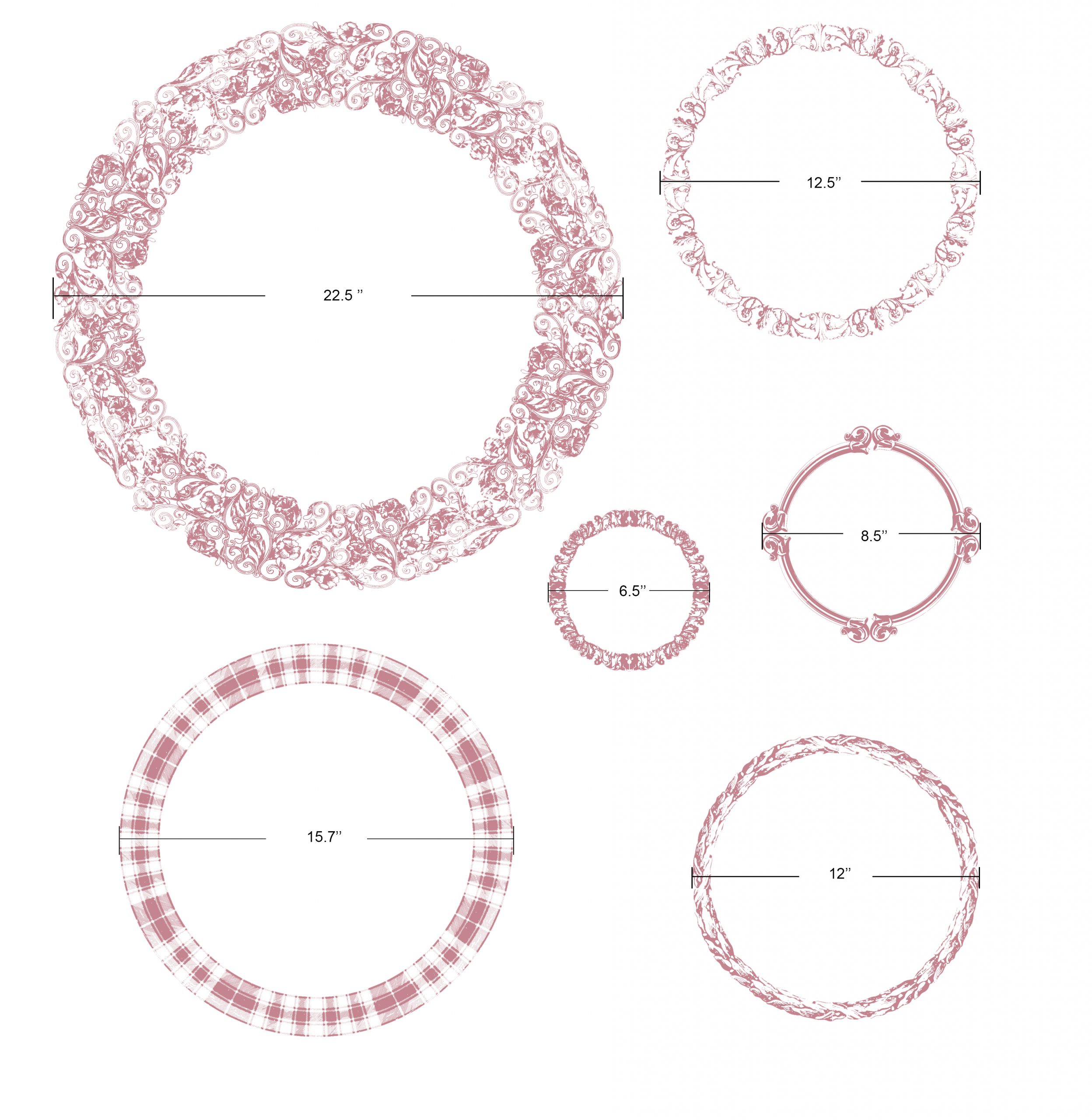 Decor Stamp – Curved Accents – 12″x12″ sheet size, total 6 pcs