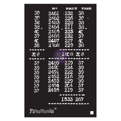 Finnabair Stencil – Book Of Numbers – 1 piece, 6″x9″- Laser cut on 16 mil Mylar