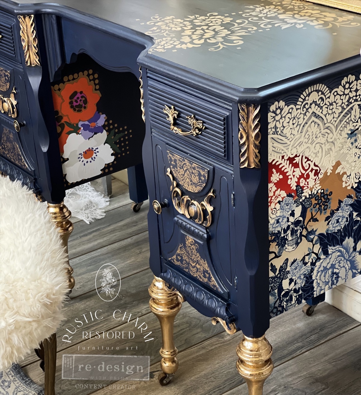 Redesign Decoupage Décor Tissue Paper – CECE Skull Chinoiserie – 1 sheet, 19″x30″