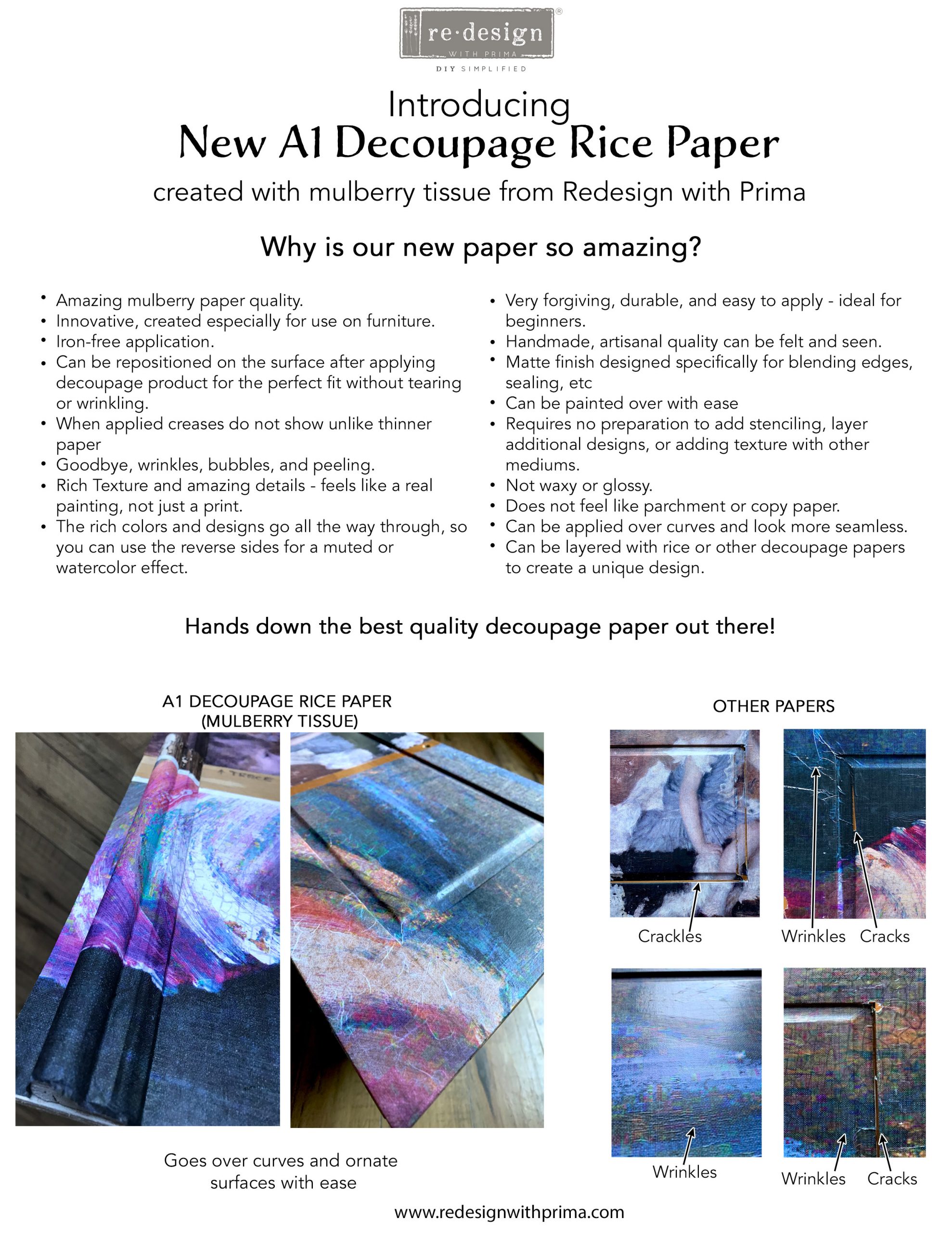 Redesign A1 Decoupage Rice Paper (Mulberry Tissue Paper) – Dancer 23.4″X33.1″